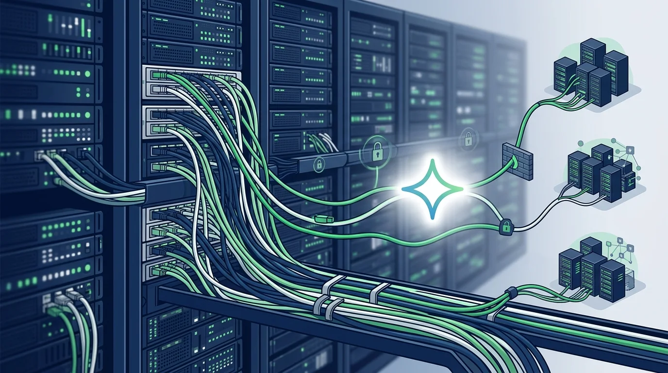 Cavi di rete collegati a un server aziendale