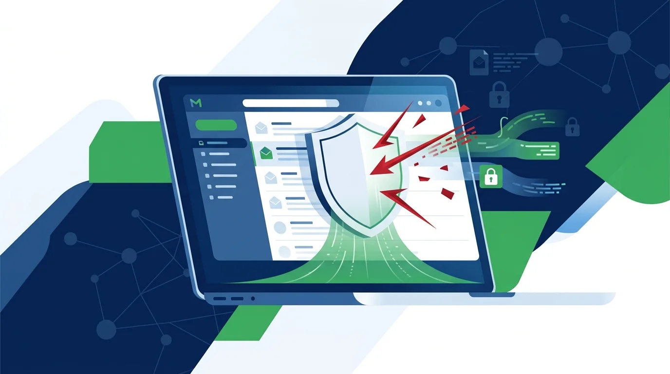 Schermo di un computer portatile che mostra un avviso di sicurezza su un messaggio di posta elettronica.