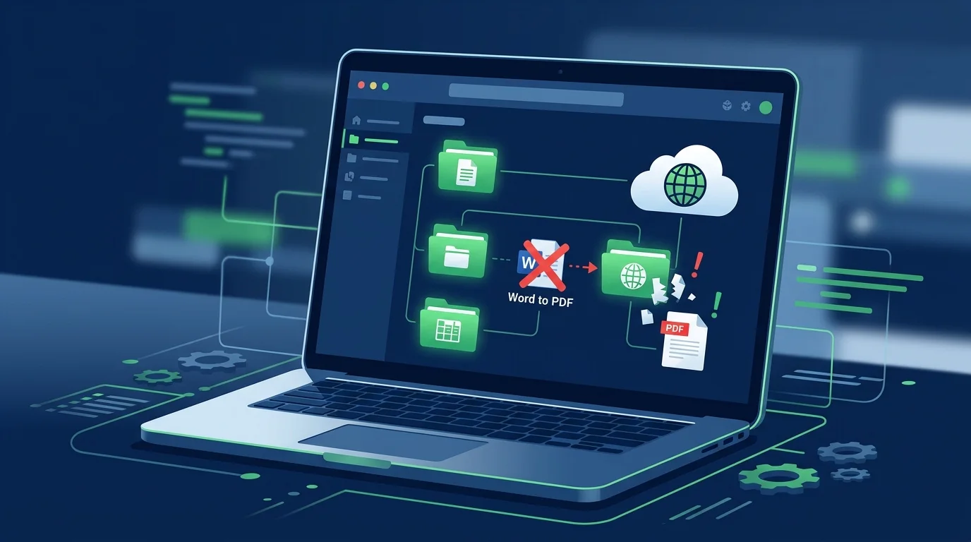 Schermo di un computer portatile con cartelle di rete e documenti aperti.