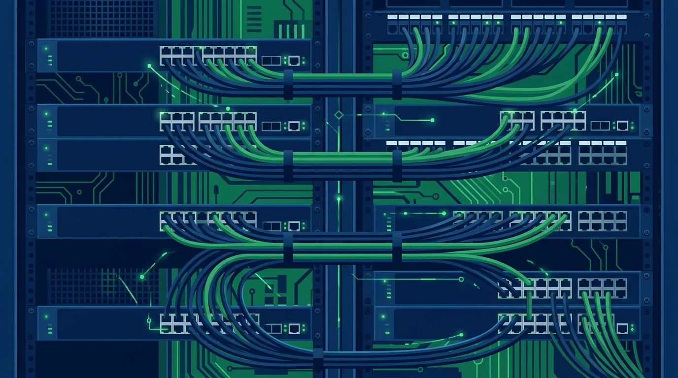 Cavi di rete collegati a un apparato server aziendale.