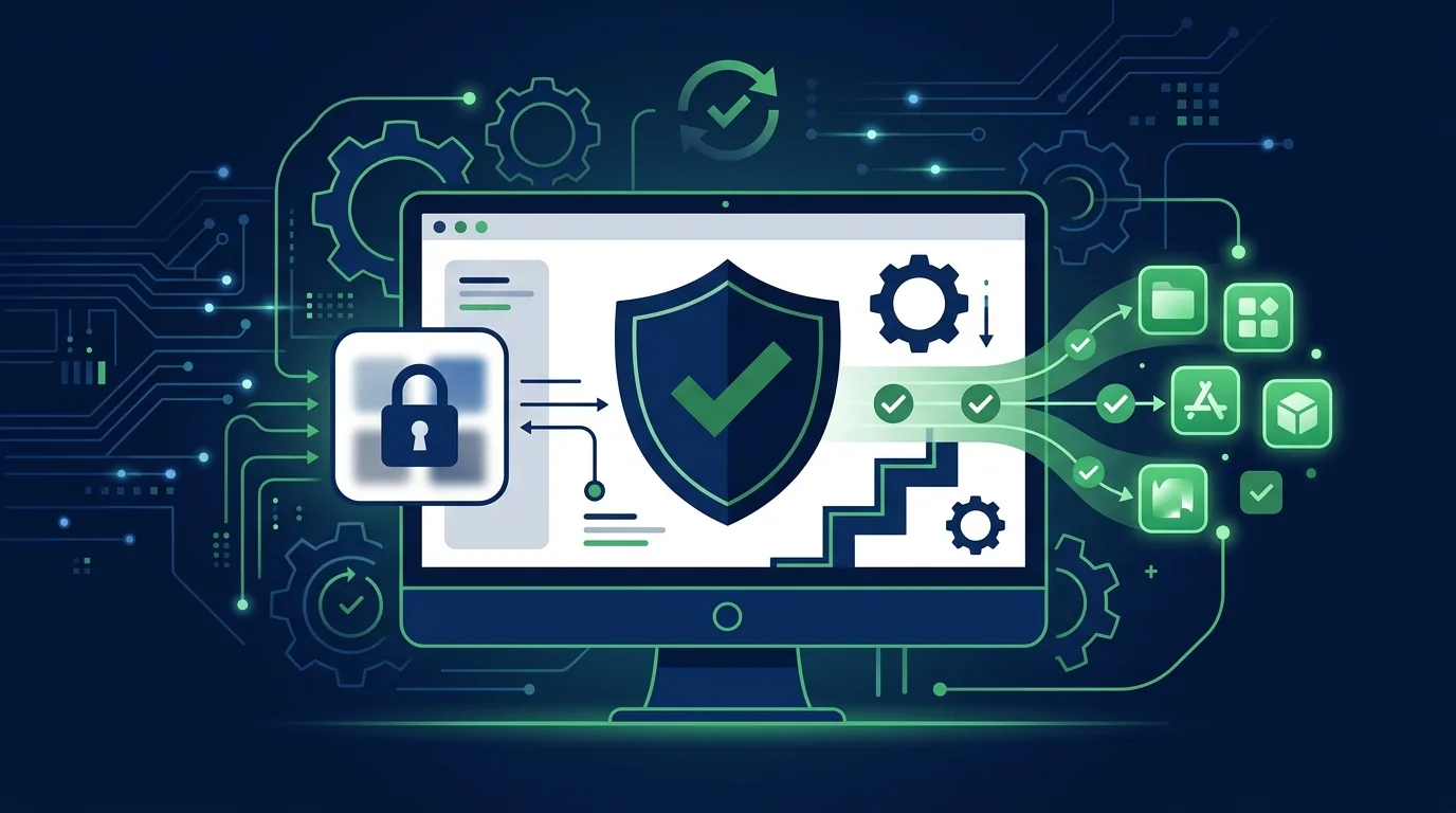 Schermata di aggiornamento software e sicurezza su computer portatile