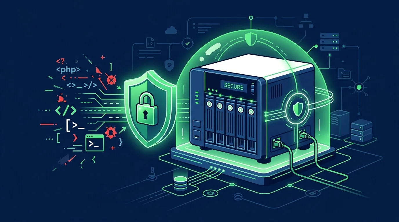Server NAS in un armadio rack con cavi di rete collegati